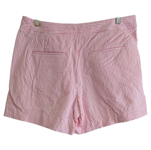 Kate Spade Pink Striped Seersucker Shorts 12 Side Zip Flat Front Pockets - Picture 8 of 9